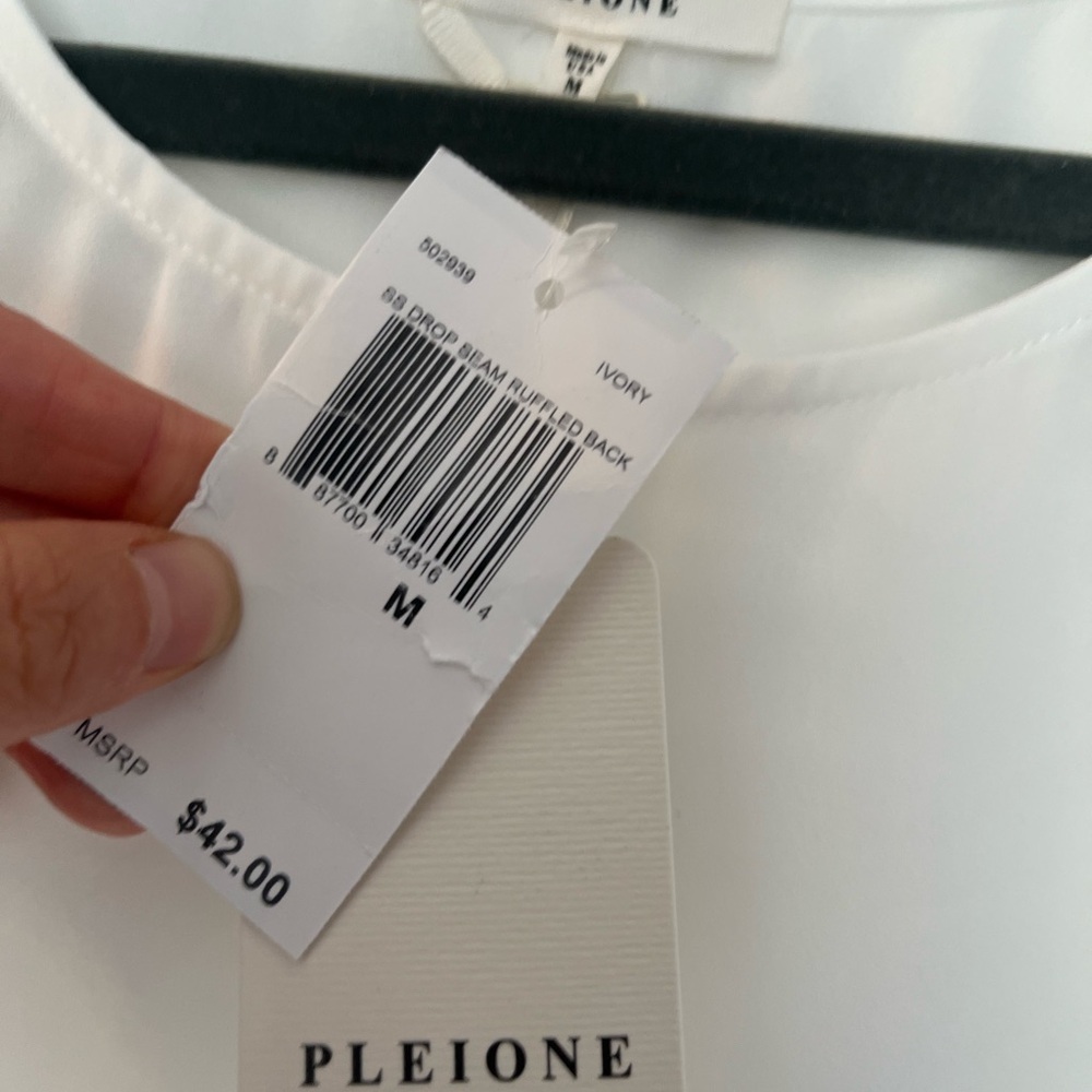 Pleione short sleeve white sheer blouse medium NWT - Picture 2 of 3